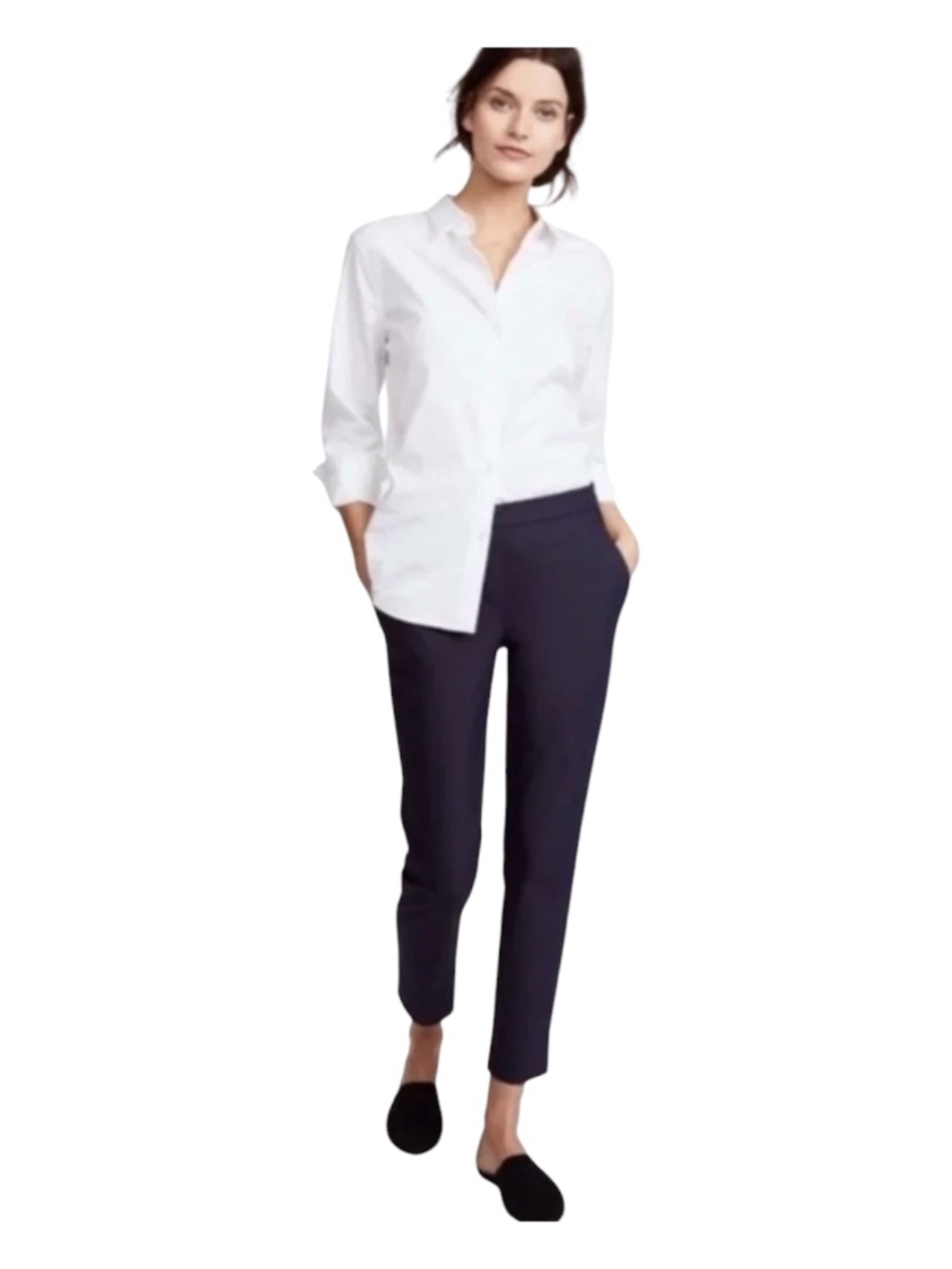 Theory Thaniel Z Modern GGT Silk Pants 4 Navy Blue 4